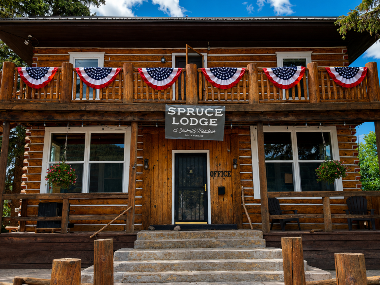 The historic Spruce Lodge was built in 1927 to house Sawmill workers in South Fork , now carefully updated to house families, groups, and vacationers who come to South Fork to enjoy its beauty.