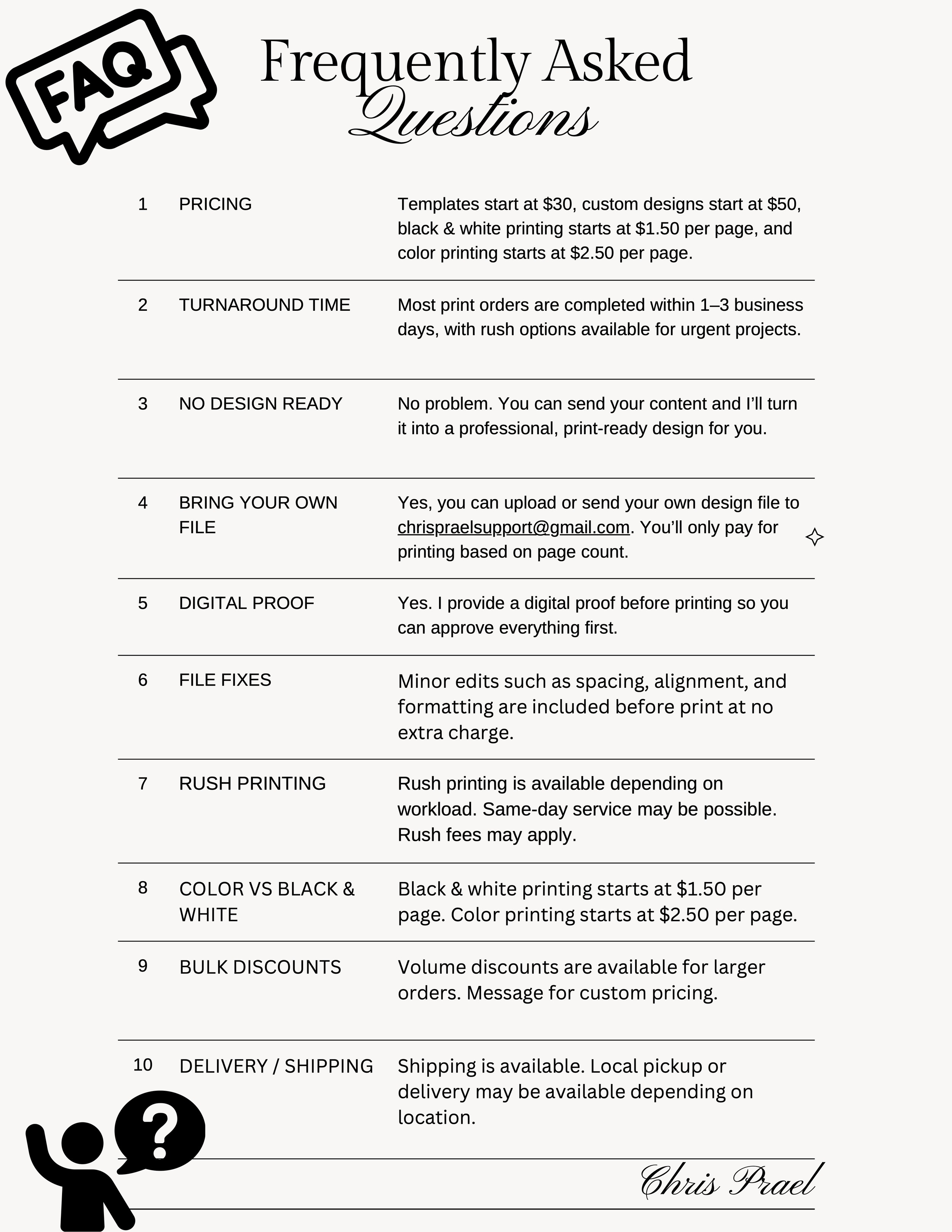 FAQ Sheet Template