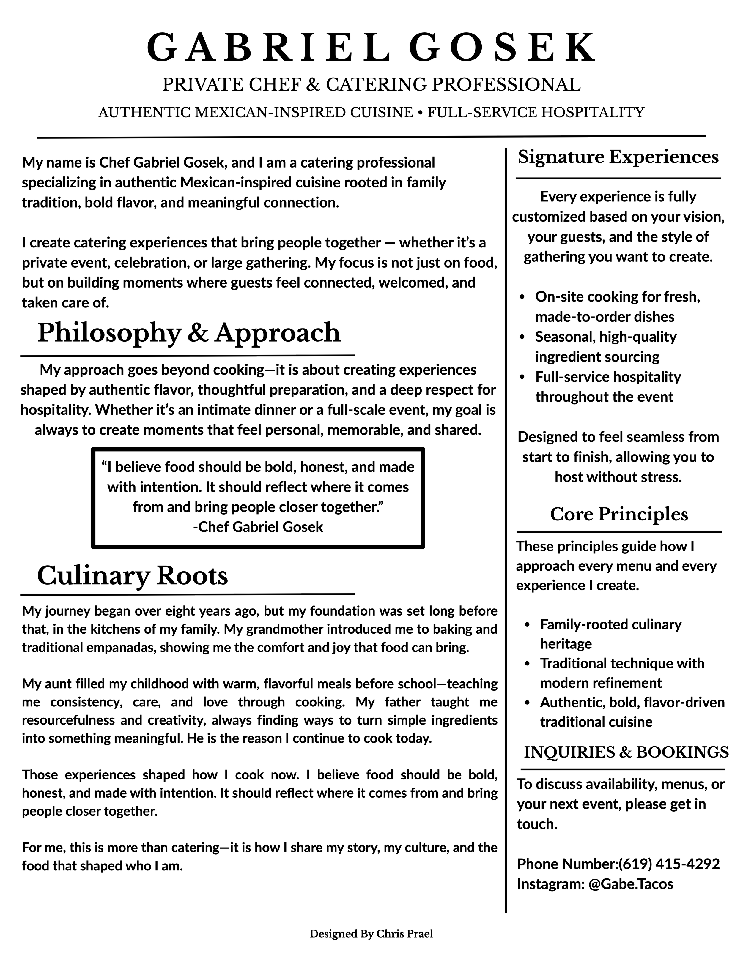 Chef Bio Template