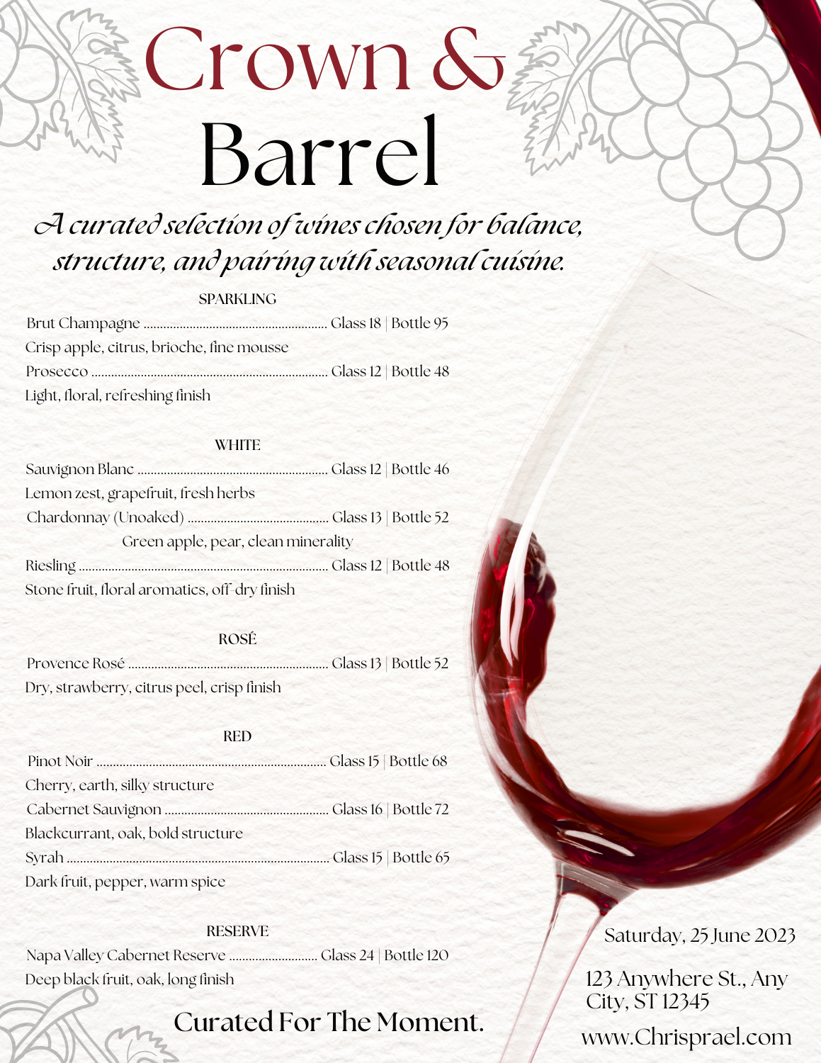 Wine Menu Template