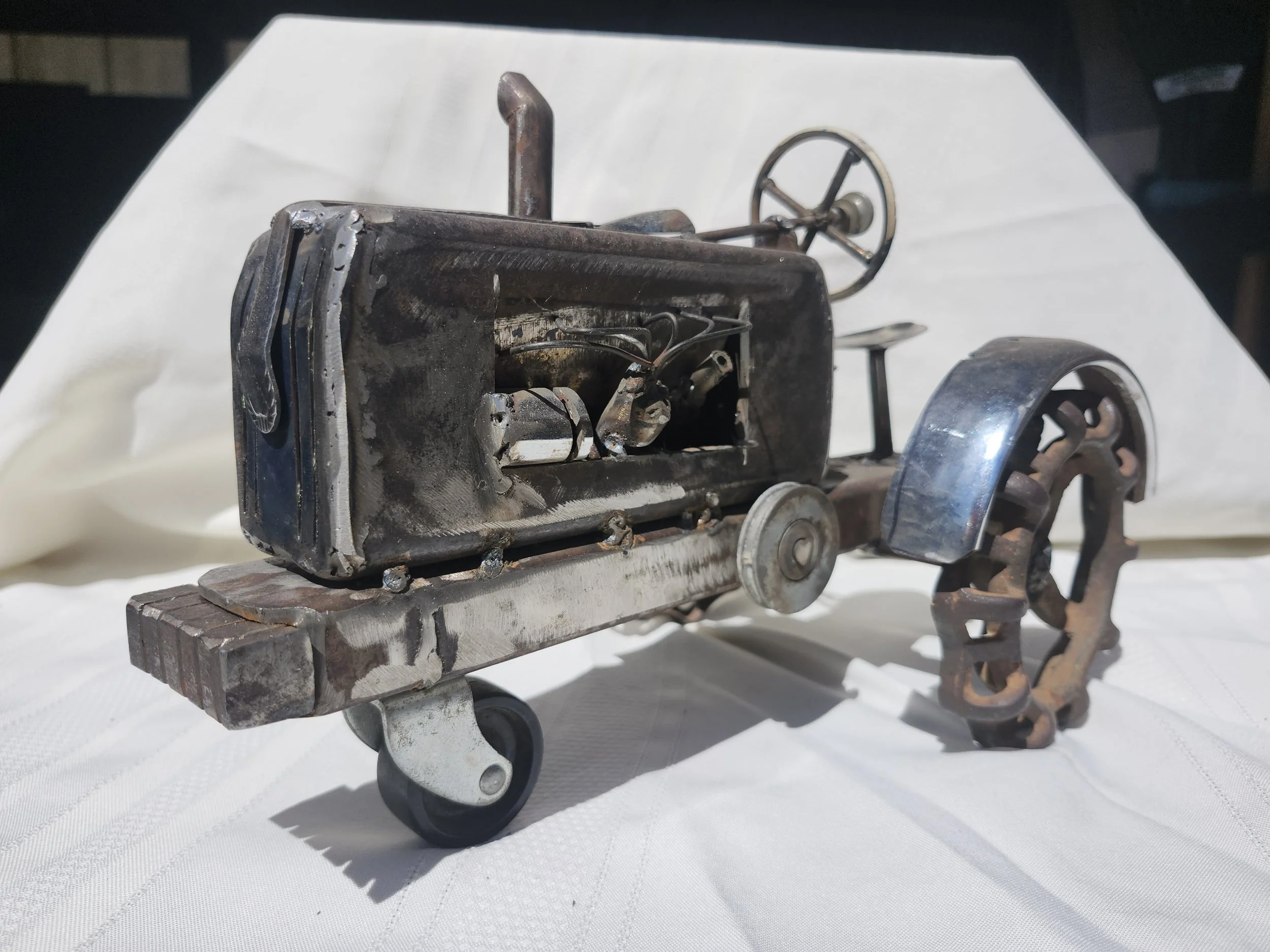 Vintage Reclaimed Metal Tractor Model