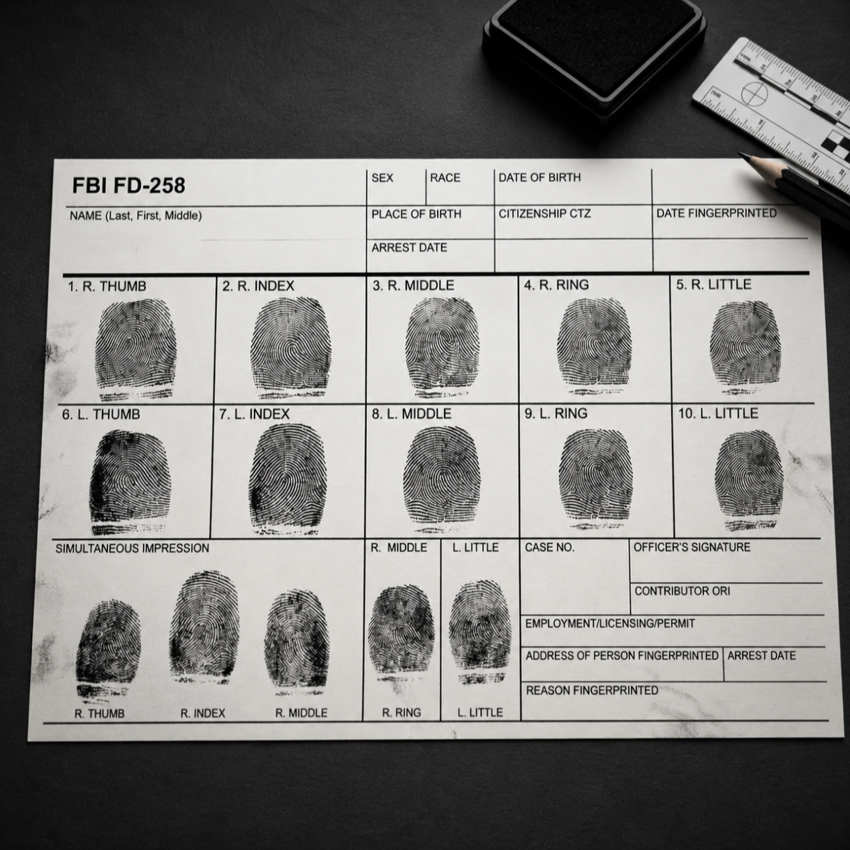Fingerprint card, representing a link to the Background Check Apostille page