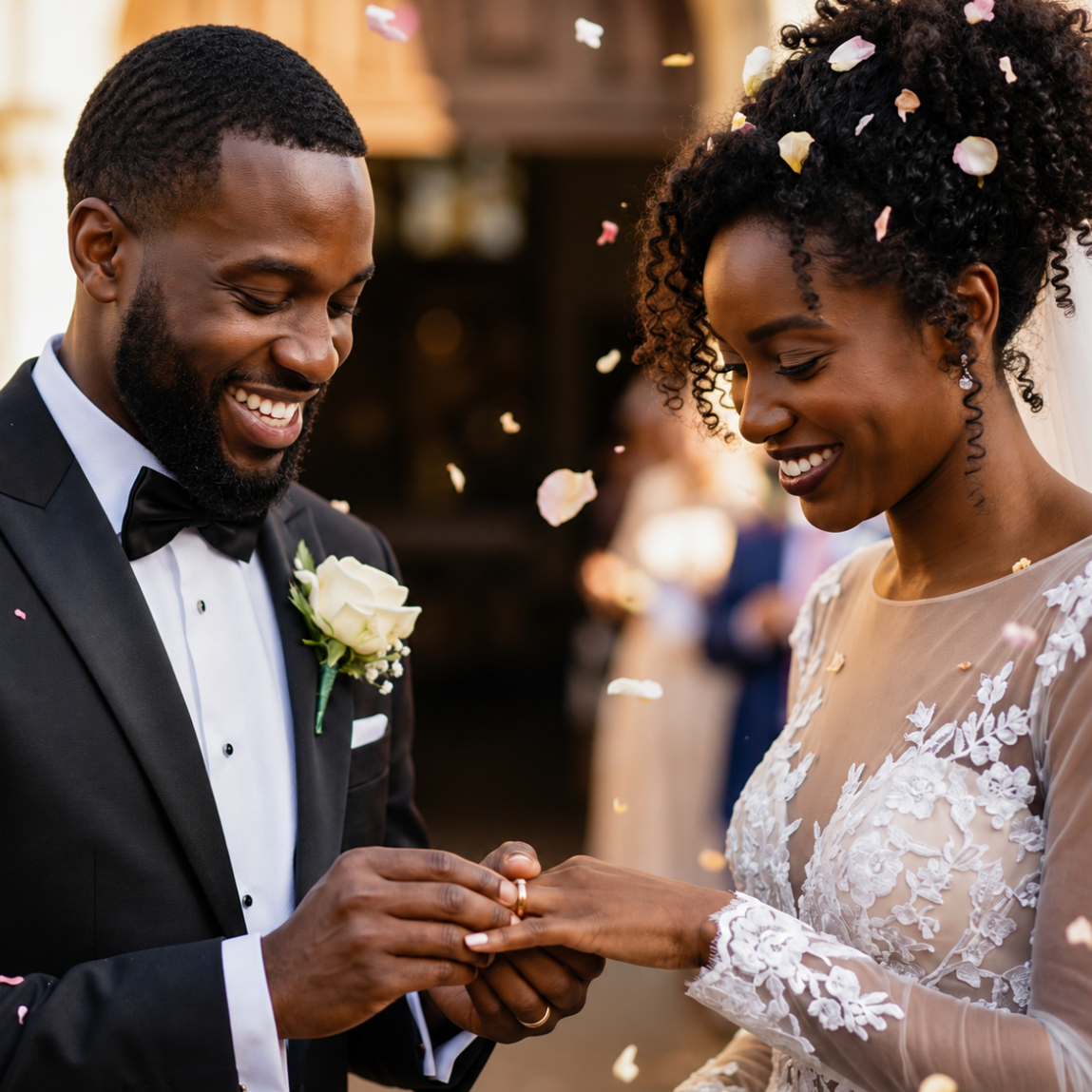 Groom placing a ring on bride's finger, representing a link to the Marriage Certificate Apostille page