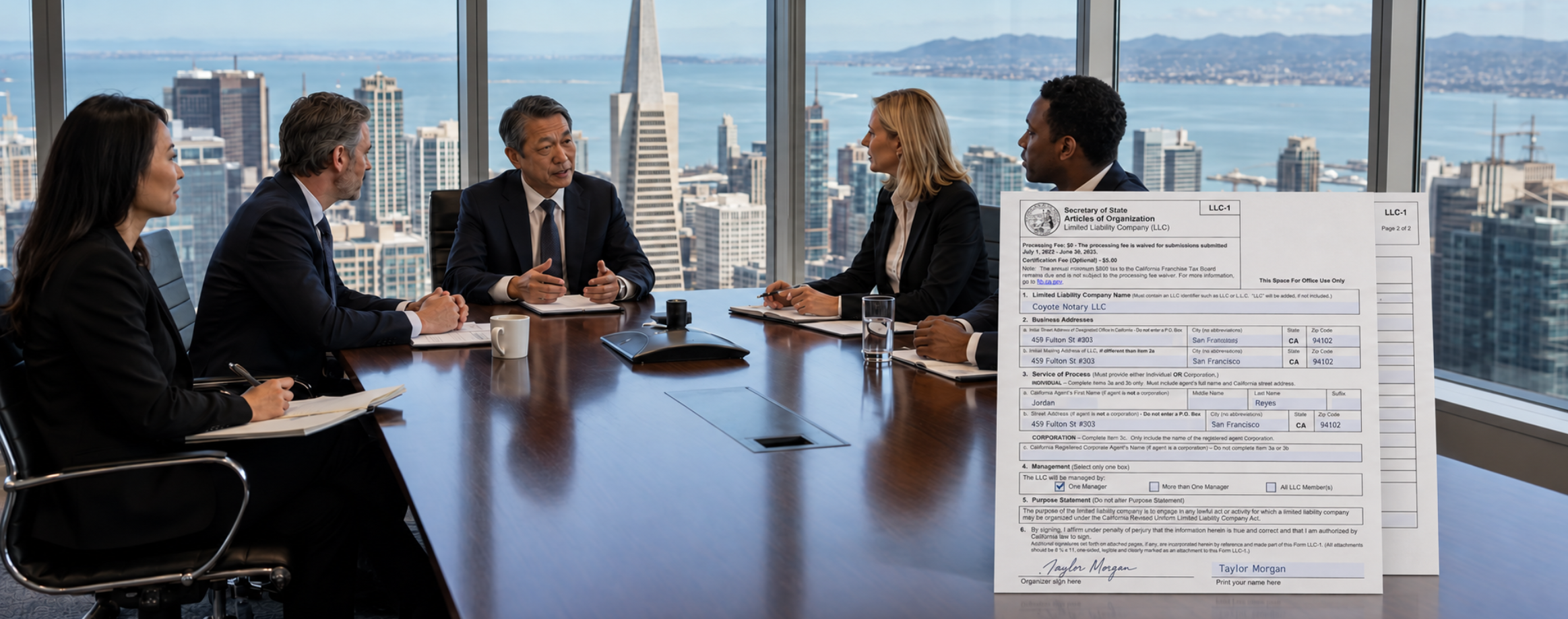 California Articles of Organization for an LLC prepared for apostille and international use