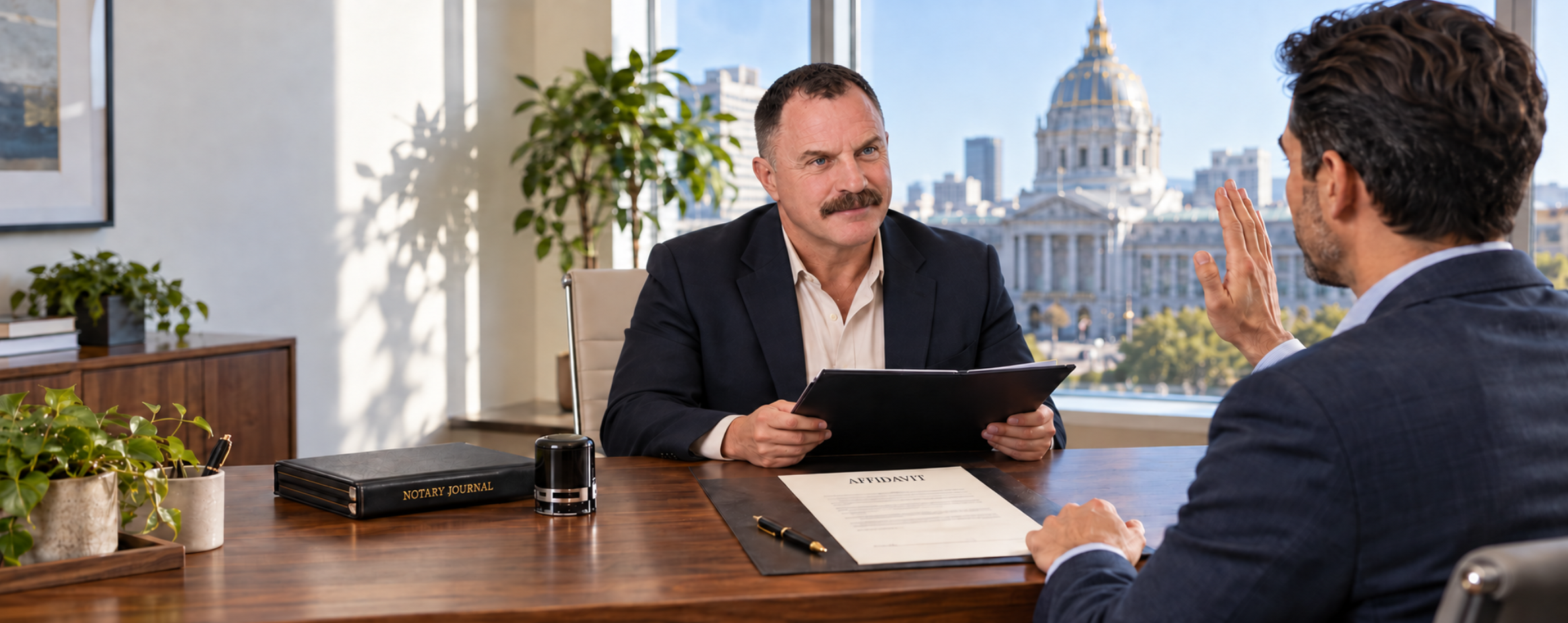 San Francisco notary administering an oath for an affidavit signing and apostille