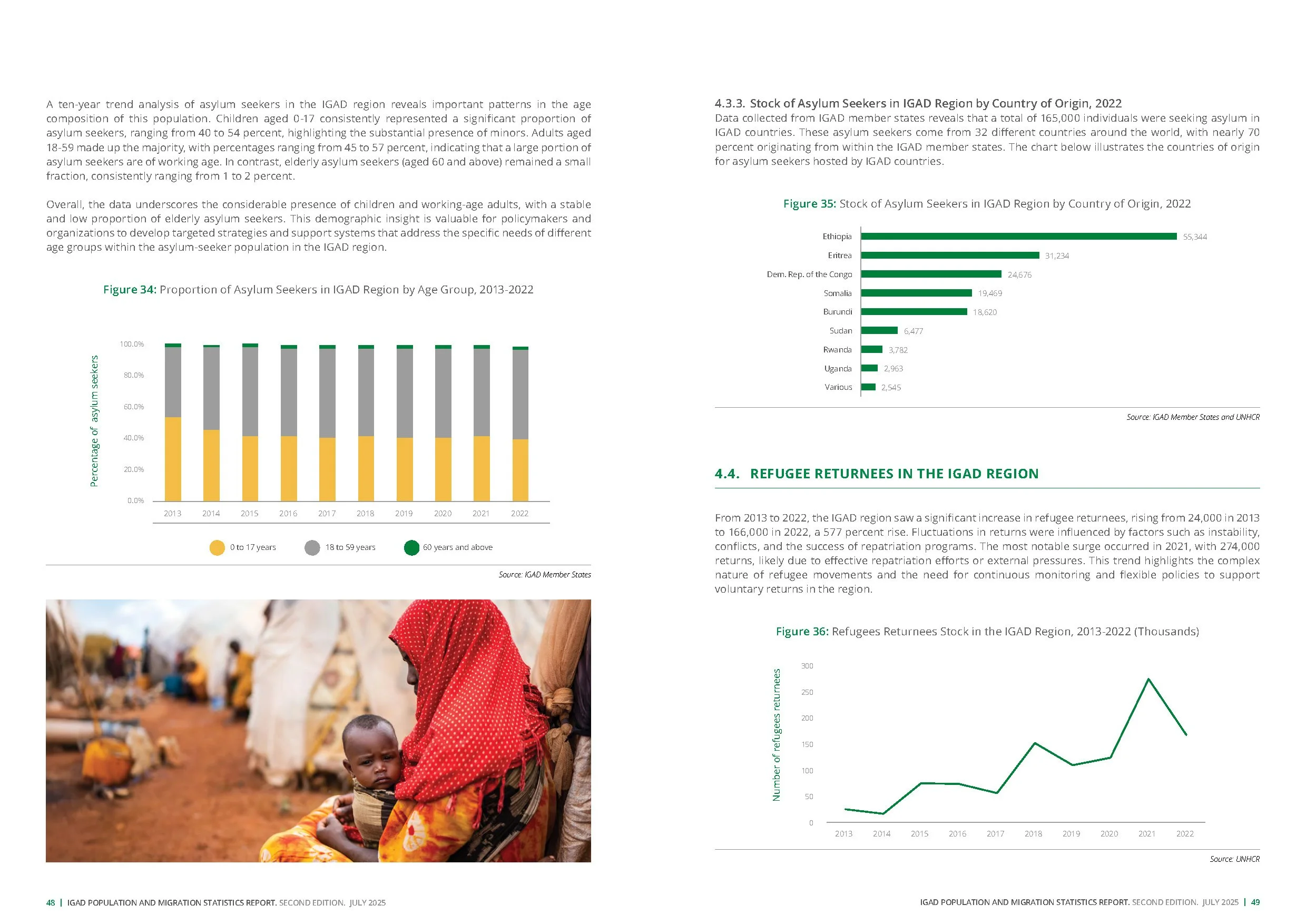 IGAD Population and Migration Statistics Report. Pages with graphs and charts