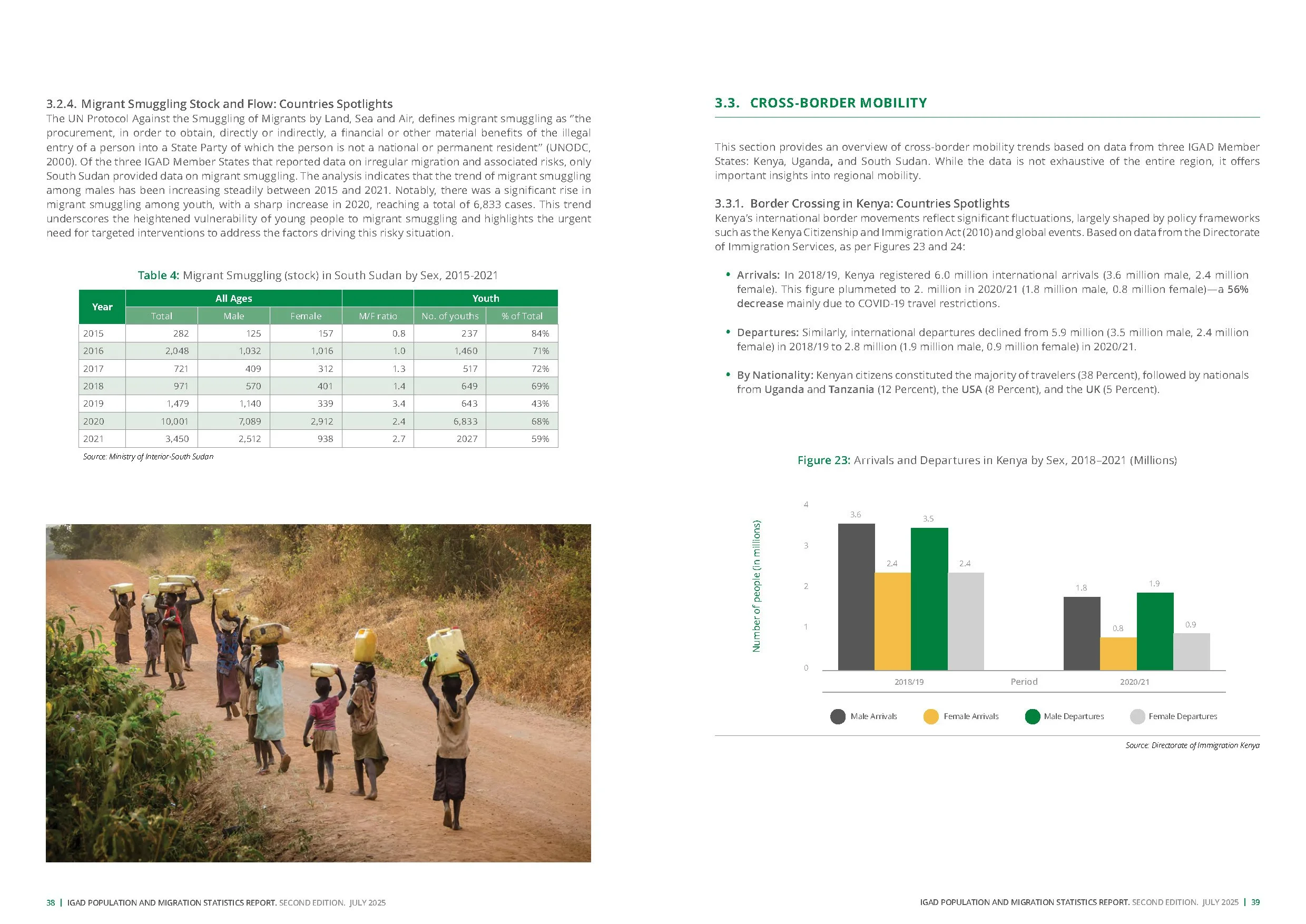 IGAD Population and Migration Statistics Report. Pages with tables and chats