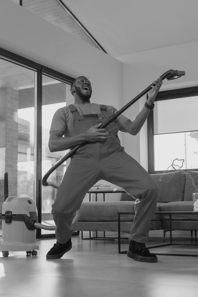 Local cleaning service small business having fun.