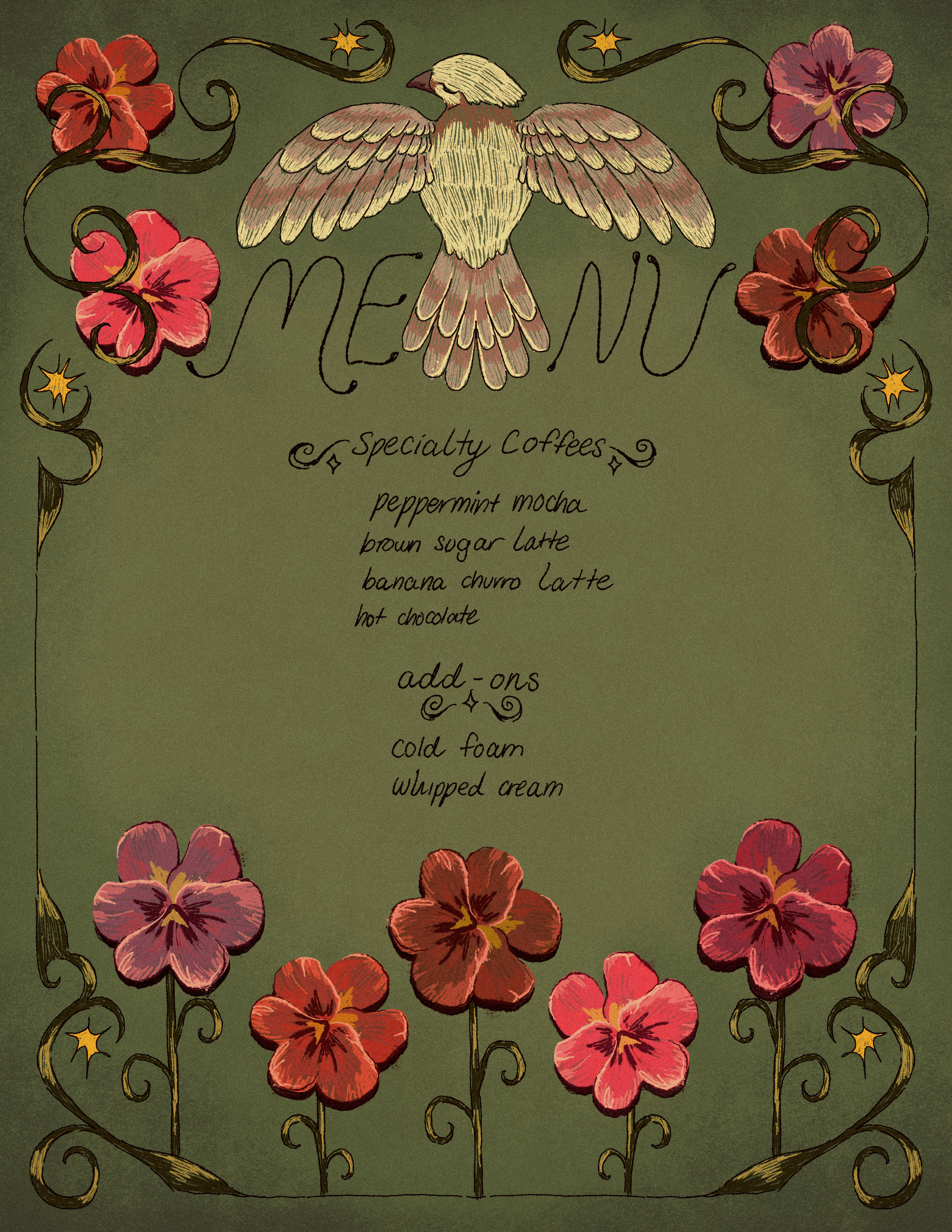 birthday coffee shop menu