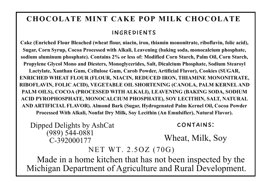 Chocolate Mint Cake Pop Milk Chocolate Almond Bark