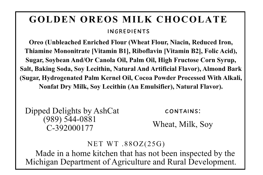 Golden Oreos Covered In Milk Chocolate Almond Bark