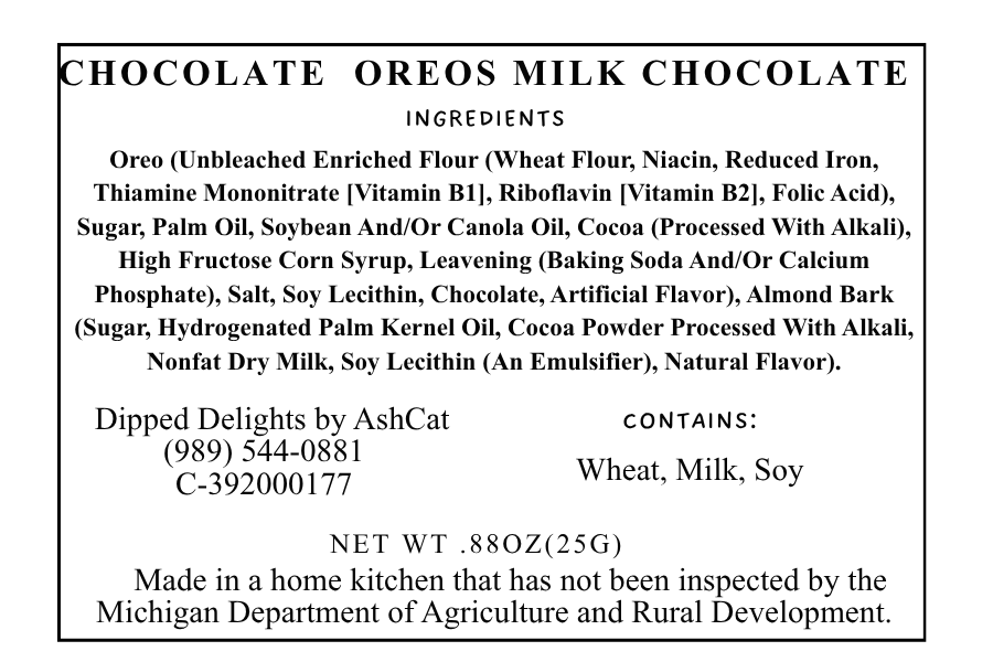 Chocolate Oreos Covered In Milk Chocolate Almond Bark
