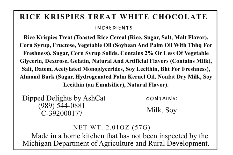 Rice Krispie's Treat Covered In Vanilla Almond Bark