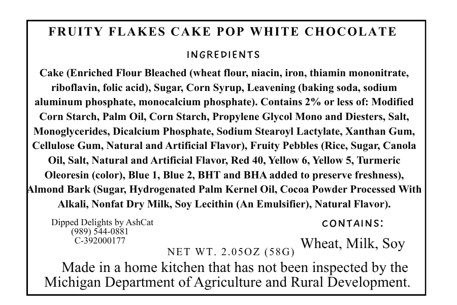 Fruity Flakes Cake Pop Vanilla Almond Bark