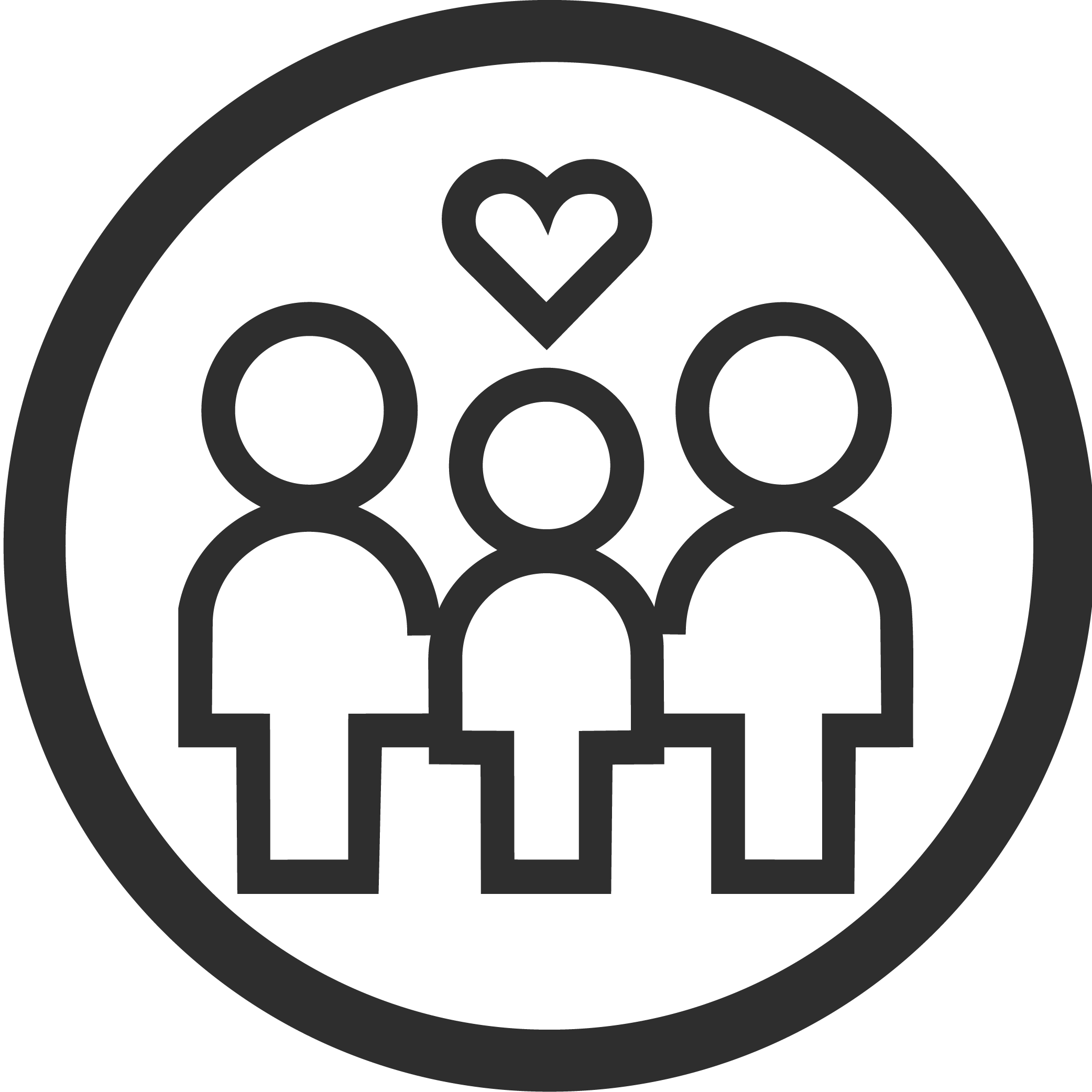 A black and white graphic artwork featuring a heart at the top, a skull in the middle, and a series of circles and geometric shapes arranged in a symmetrical pattern.