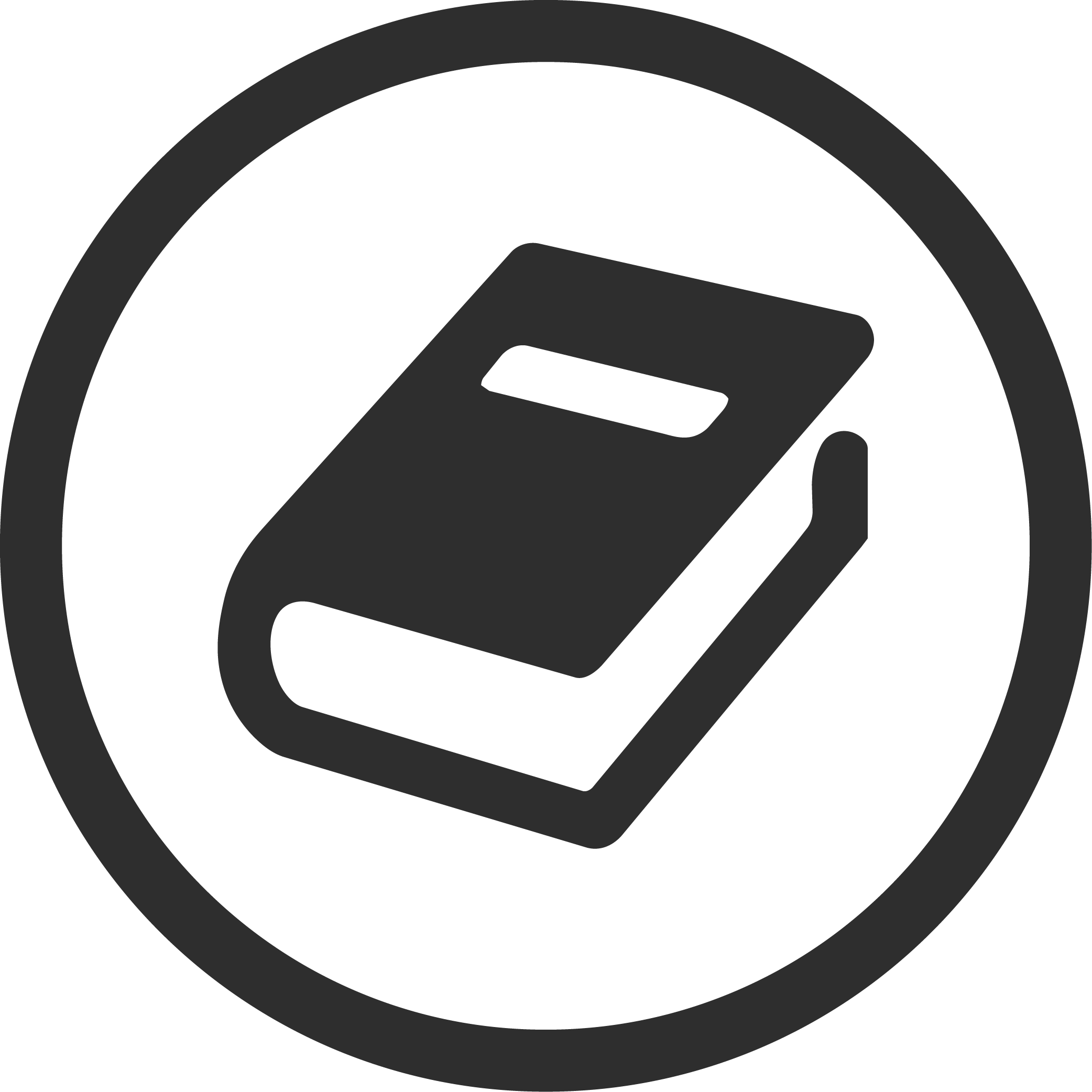 Black and gray logo with a circular design and abstract elements.
