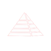 Red and white striped pyramid on a black background
