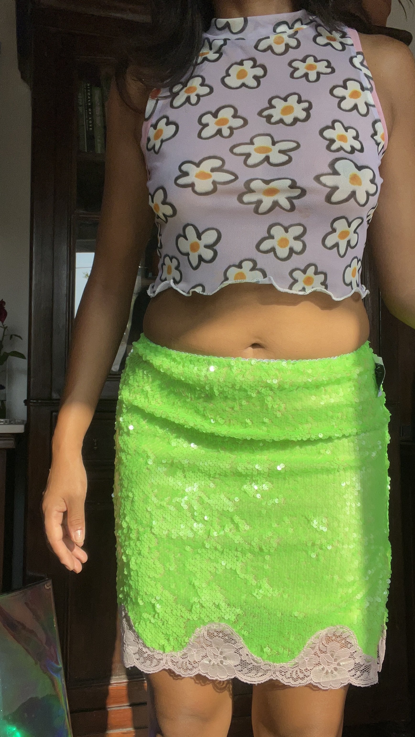 Haru Lime Sequin Skirt
