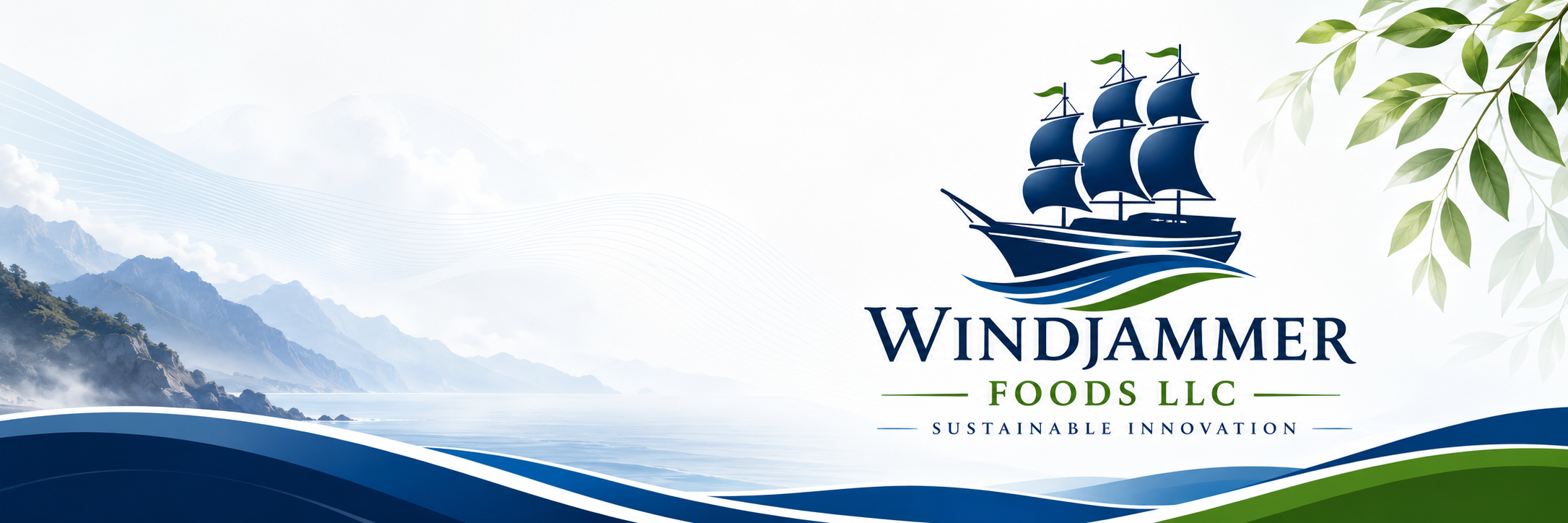 Windjammer Foods LLC sustainable innovation landscape with sailing ship logo