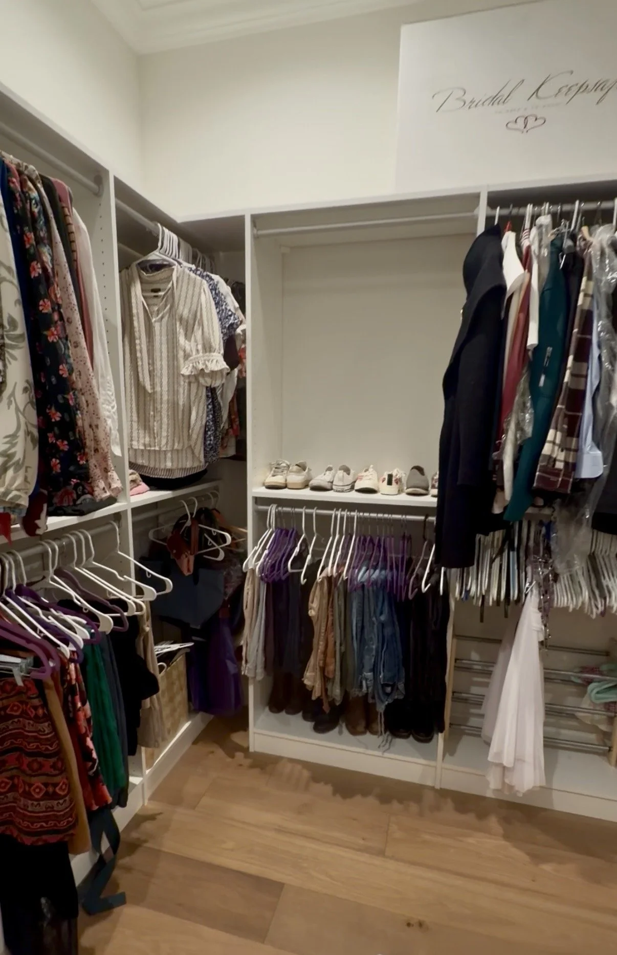 Before and after wardrobe decluttering project showing organized clothing, shoes, and closet storage for a more functional everyday routine.