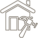 Home renovation icon representing decluttering, organizing, and resale support before or after remodeling projects.