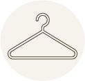 Minimal hanger icon representing closet organization, wardrobe decluttering, and resale services.