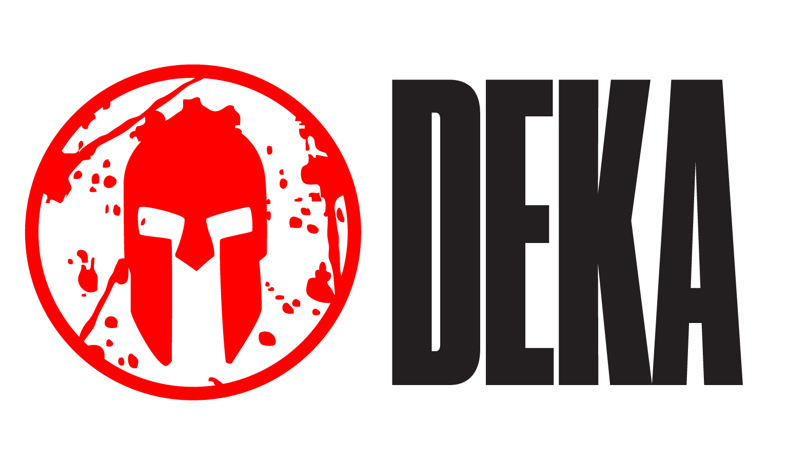A logo with a red skull inside a circle, and the word DLEKA in bold black capital letters beside it.