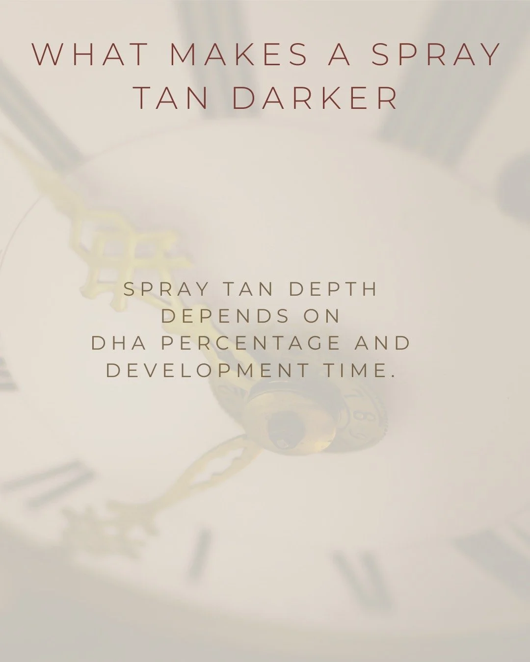 The depth of a spray tan is influenced by two main factors:

&bull; DHA strength
&bull; development time before rinsing

Higher DHA solutions like Bombshell allow for deeper color development while still being customizable.