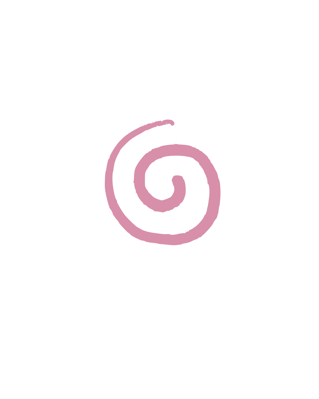 Pink spiral design on a black background.