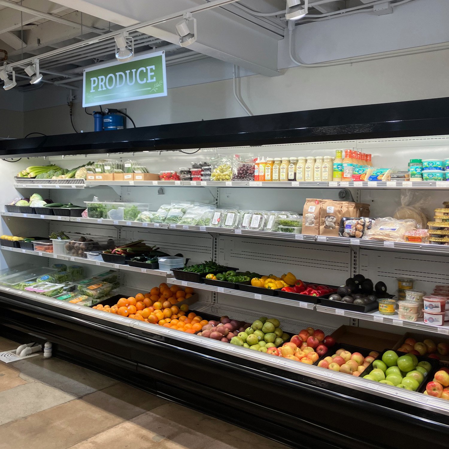 Produce case with fresh produce
