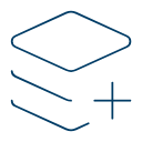 Layers with plus icon representing growing organizations, added structure, and scalable advisory support.