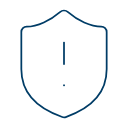 Shield with exclamation point icon representing fractional FSO services, facility clearance, reporting obligations, and vulnerabilities.