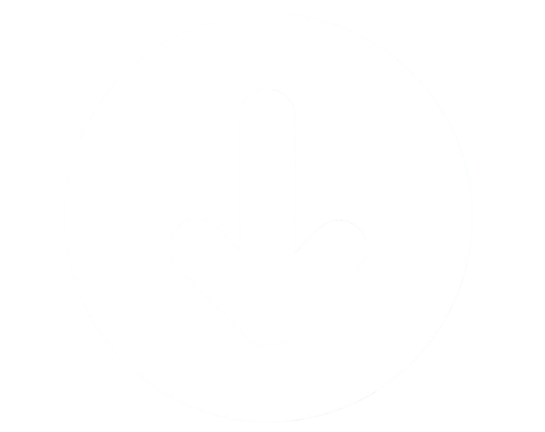Downward arrow pointing inside a black circle