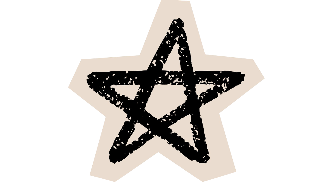 Black star drawing on a light background.
