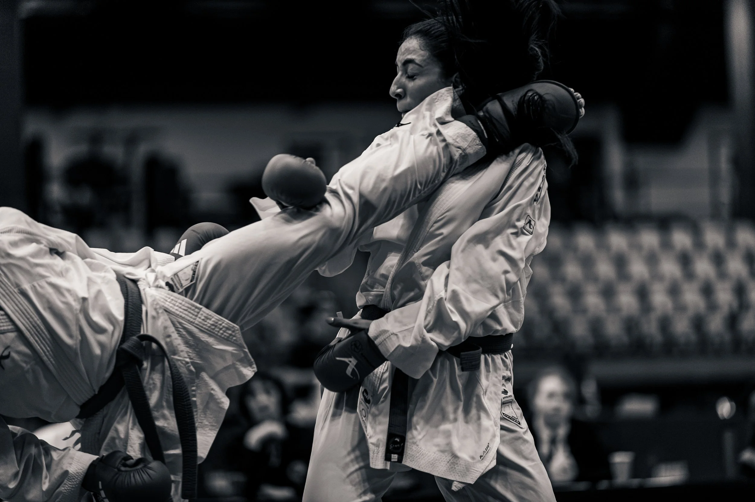 Karaté Montreal international open, female match, head kick to the head