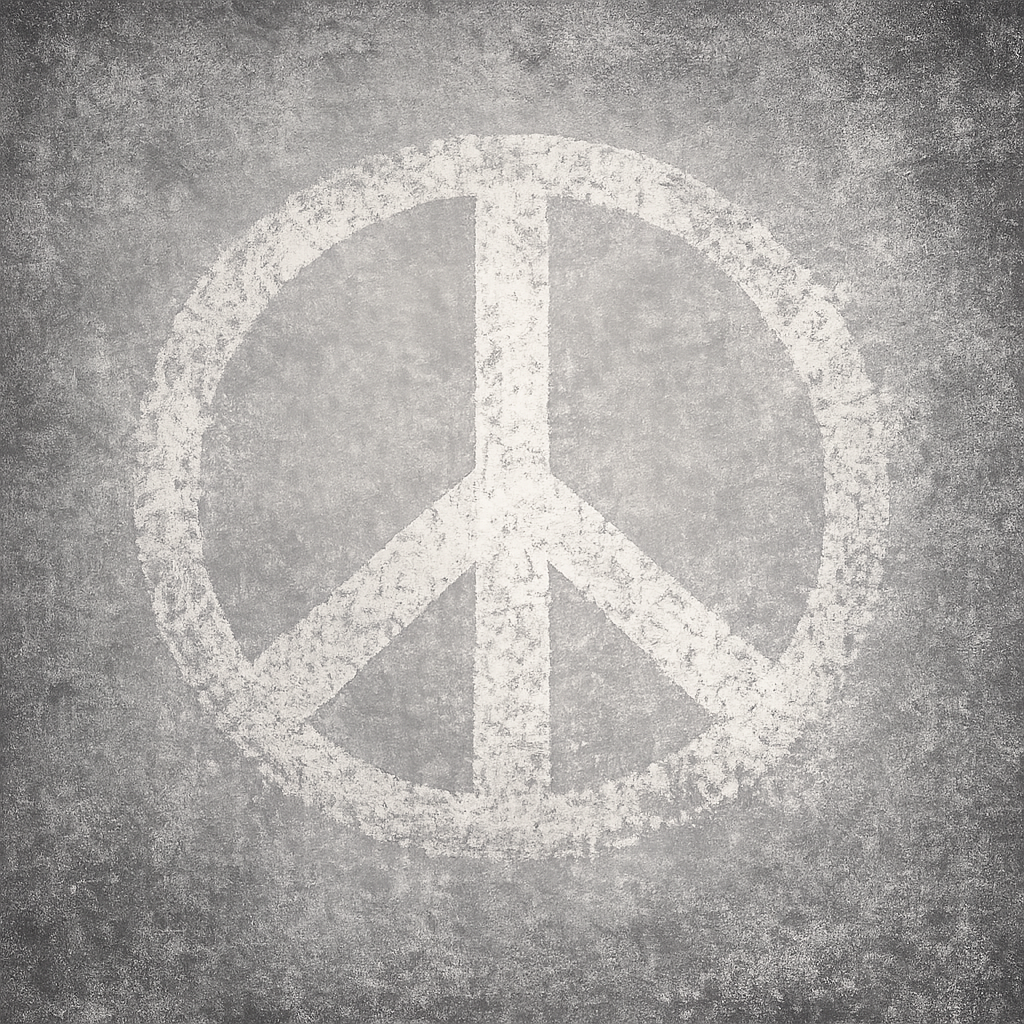 Peace symbol painted on a concrete surface.