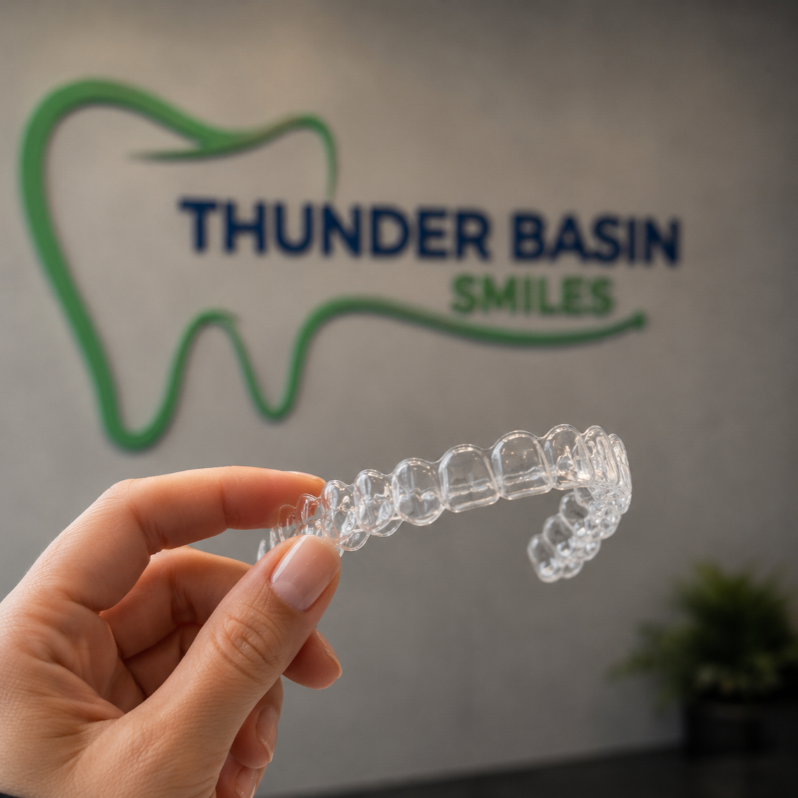 “Patient smiling during Invisalign consultation at Thunder Basin Smiles”