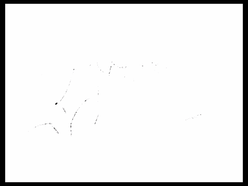Black and white line animation with minimal detail.
