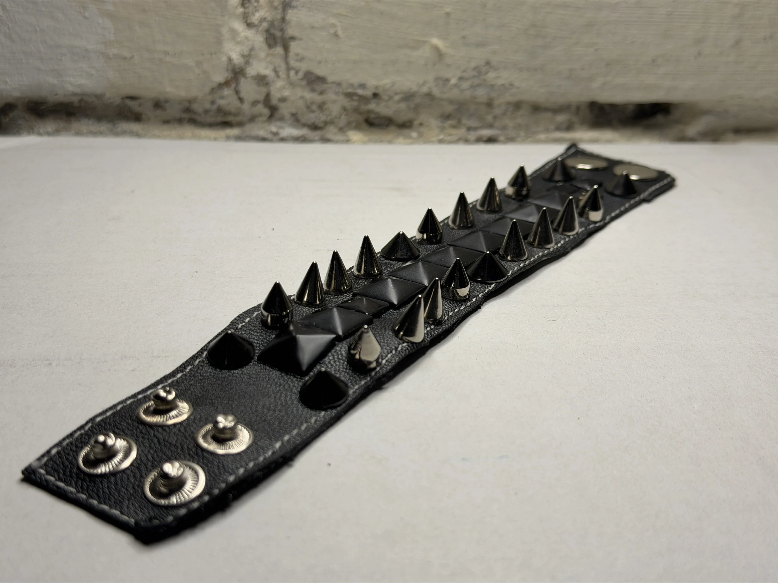 "Consequence" - Black Leather Spiked Cuff