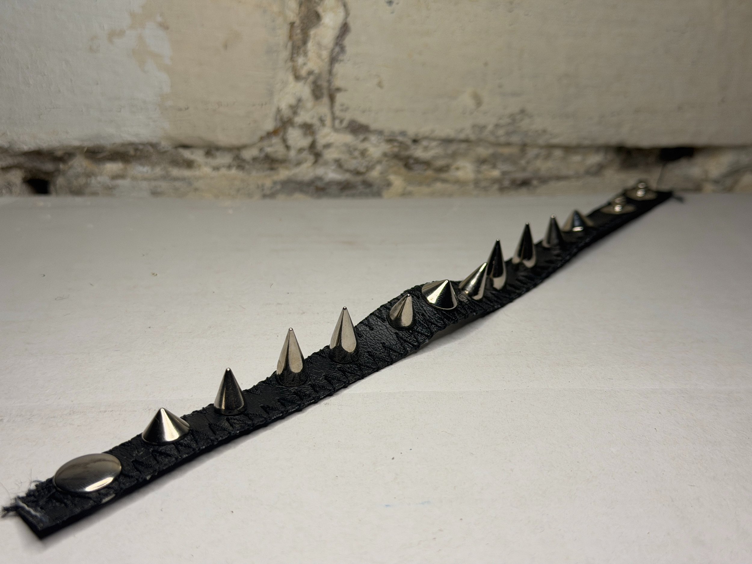 "Rising Tide" - Black Leather Spiked Bracelet