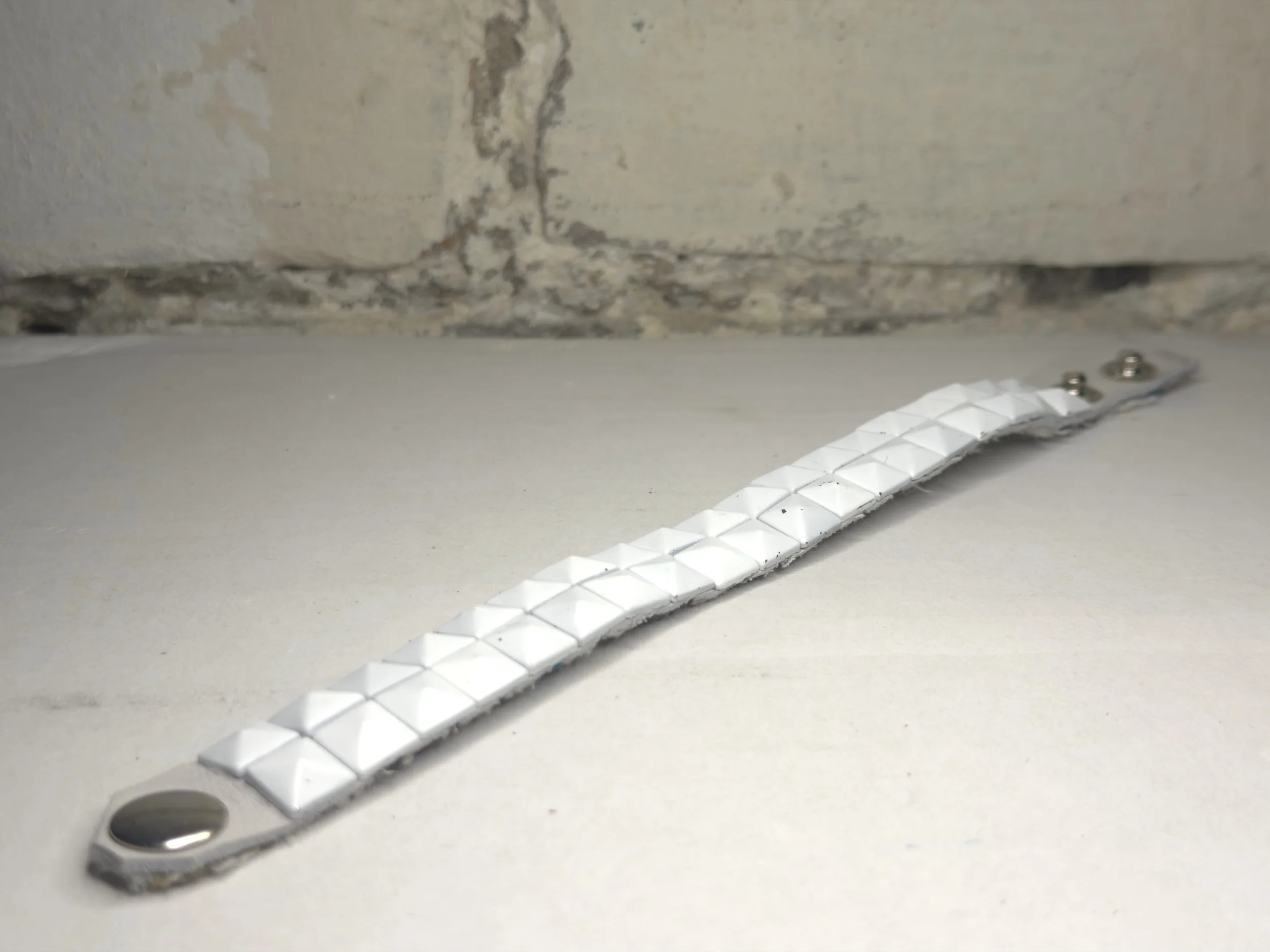 "Simplicity" - White Leather Studded Bracelet