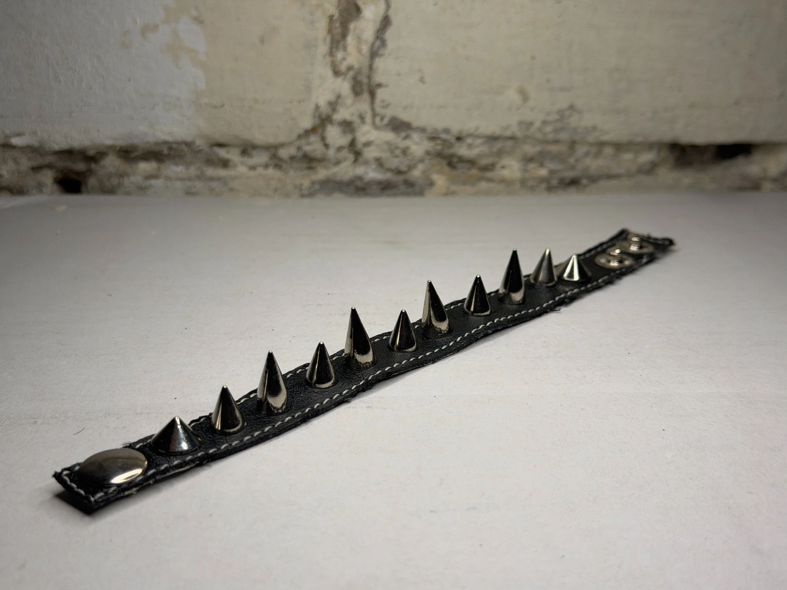 "[ALT]" - Black Leather Spiked Bracelet