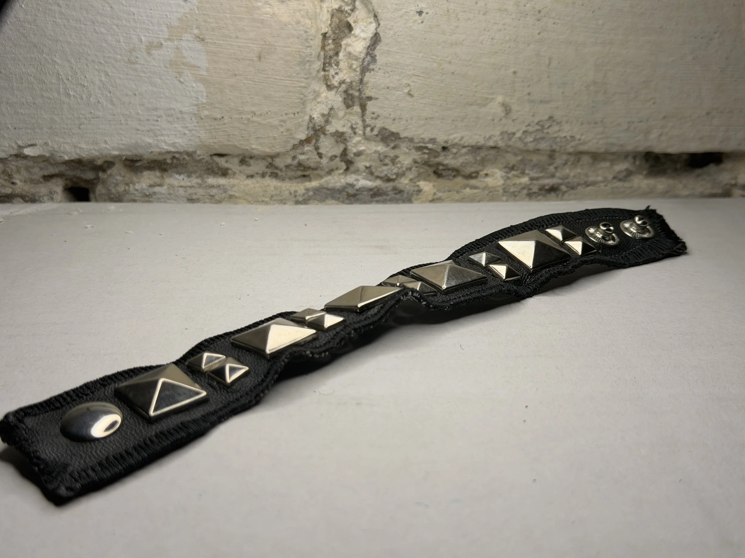 "Family" - Black Leather Studded Bracelet