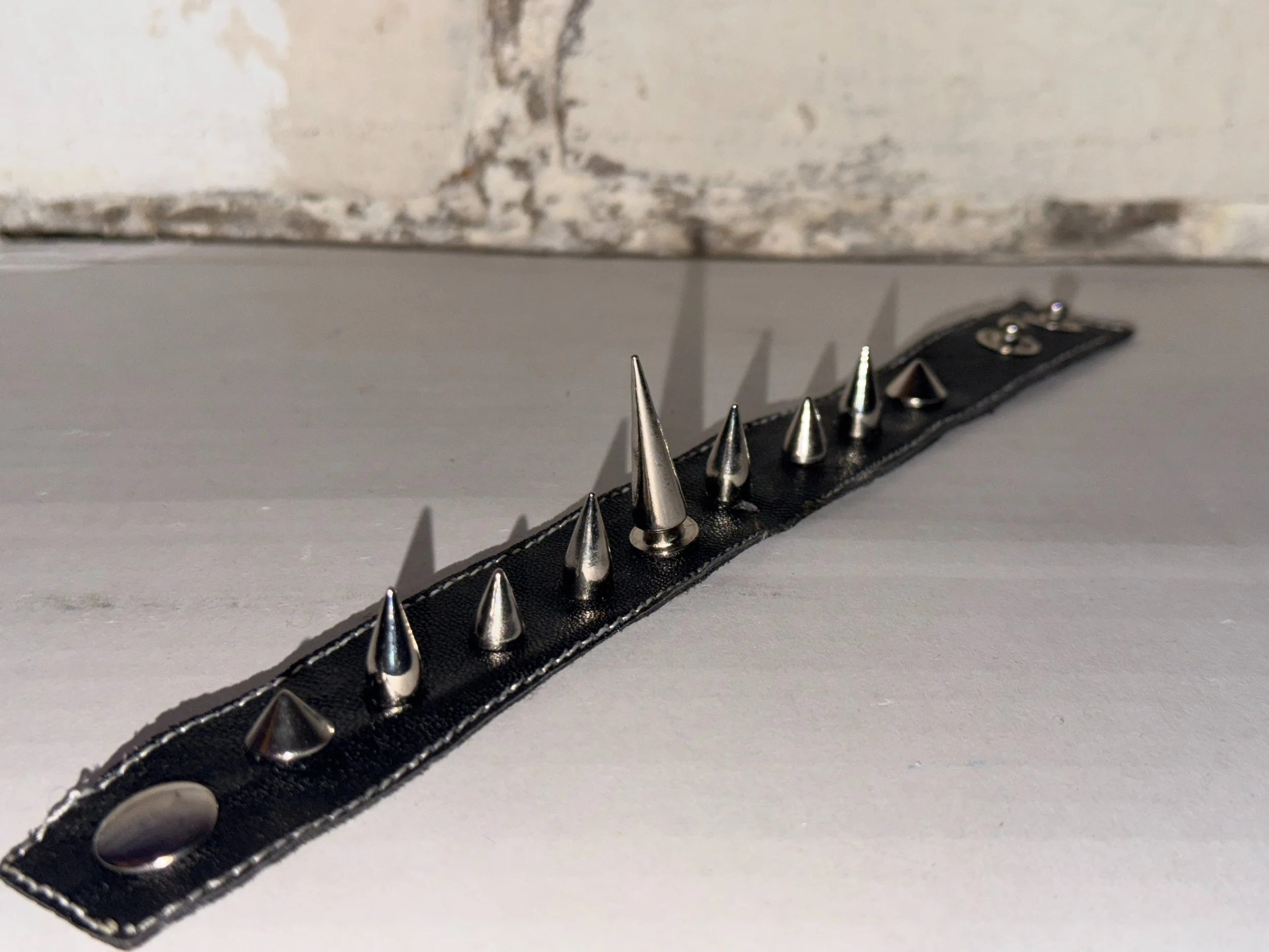 "Outcast" - Black Leather Spiked Bracelet