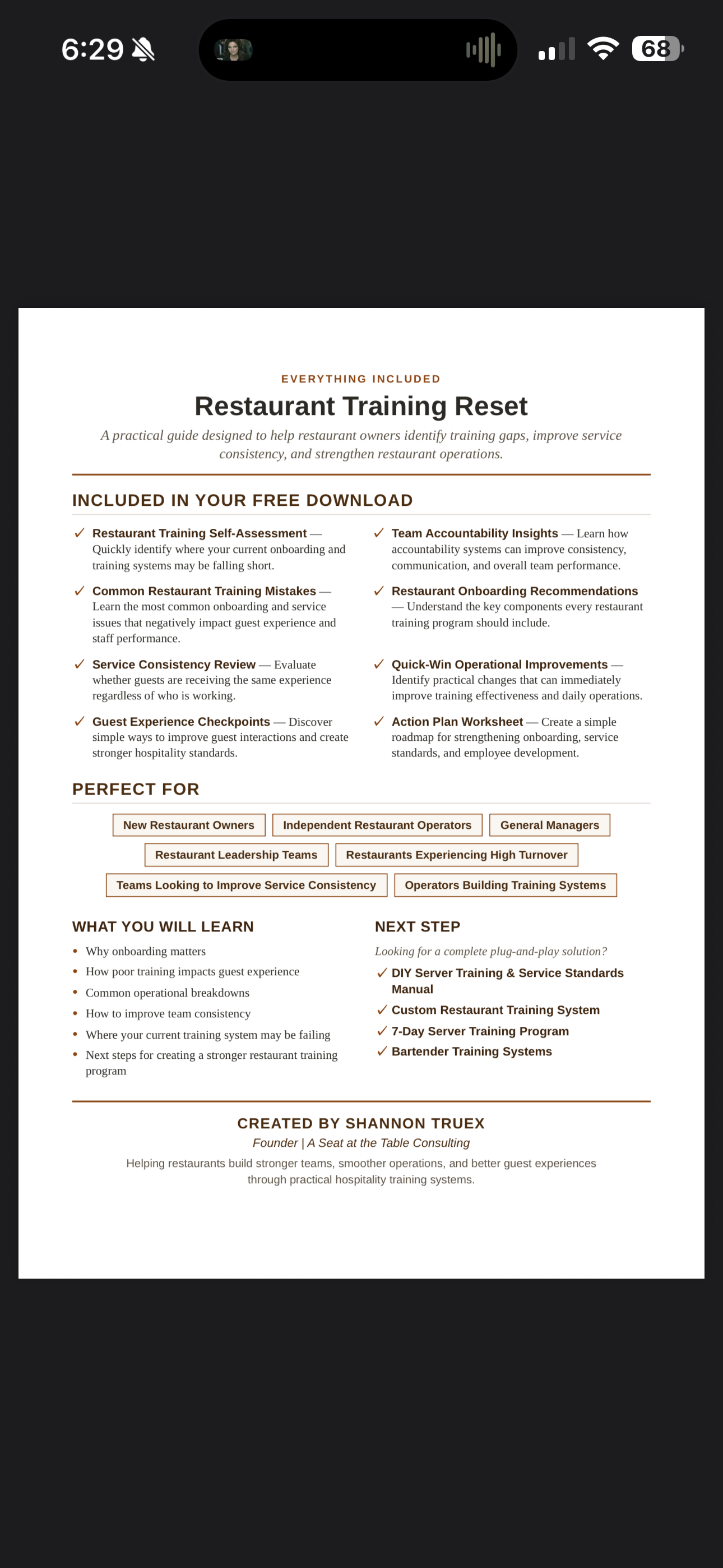 Restaurant Training Reset