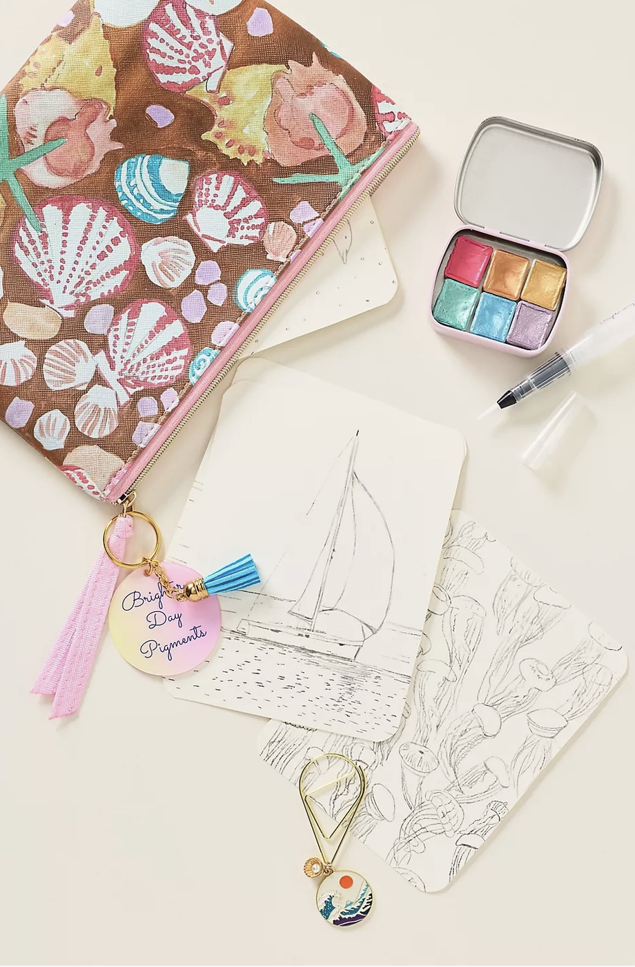 Handmade Watercolor Postcard Painting Kit- Shimmery Colors