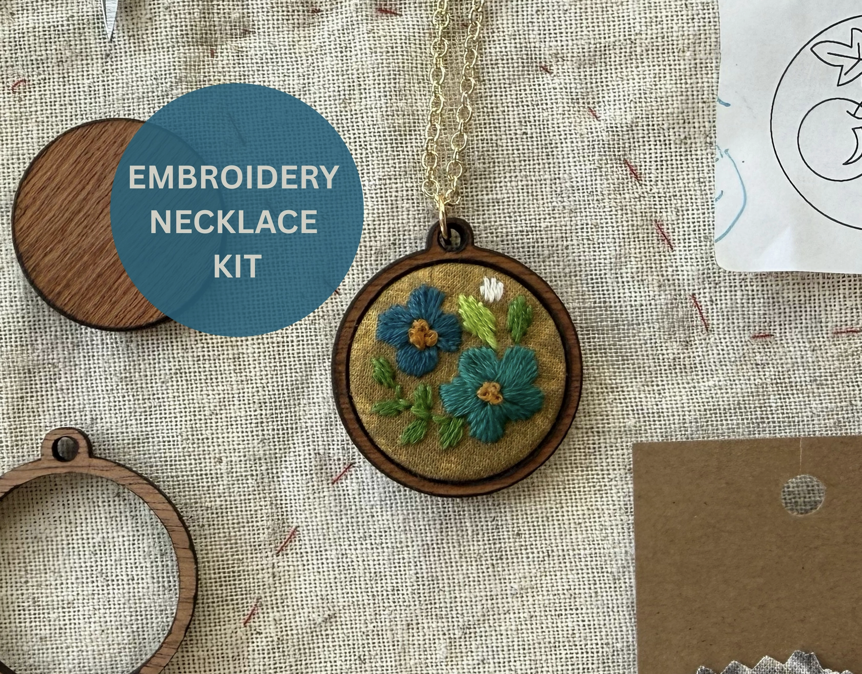 Flowers Embroidery Necklace Kit