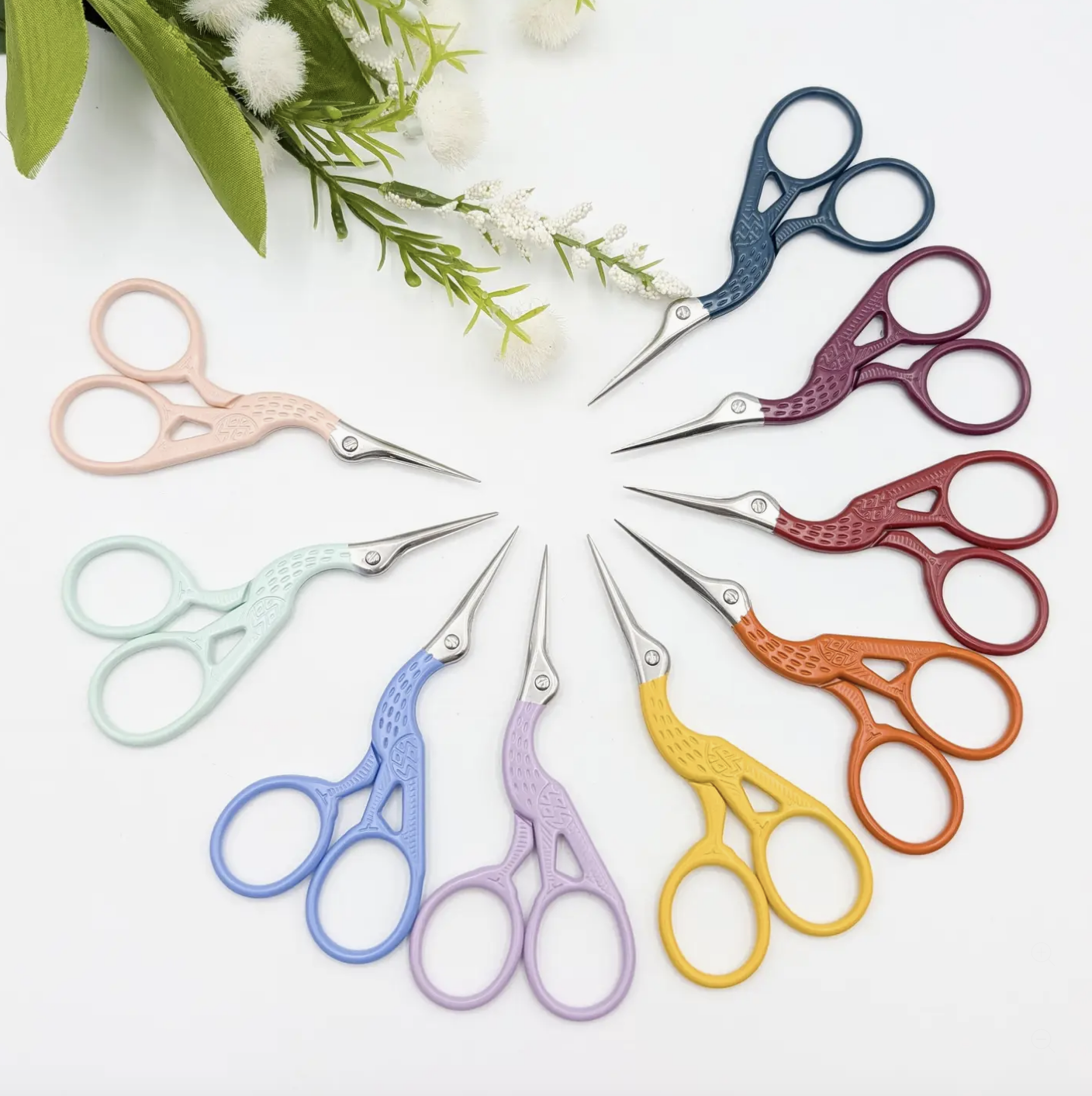 Colorful Stork Embroidery Scissors
