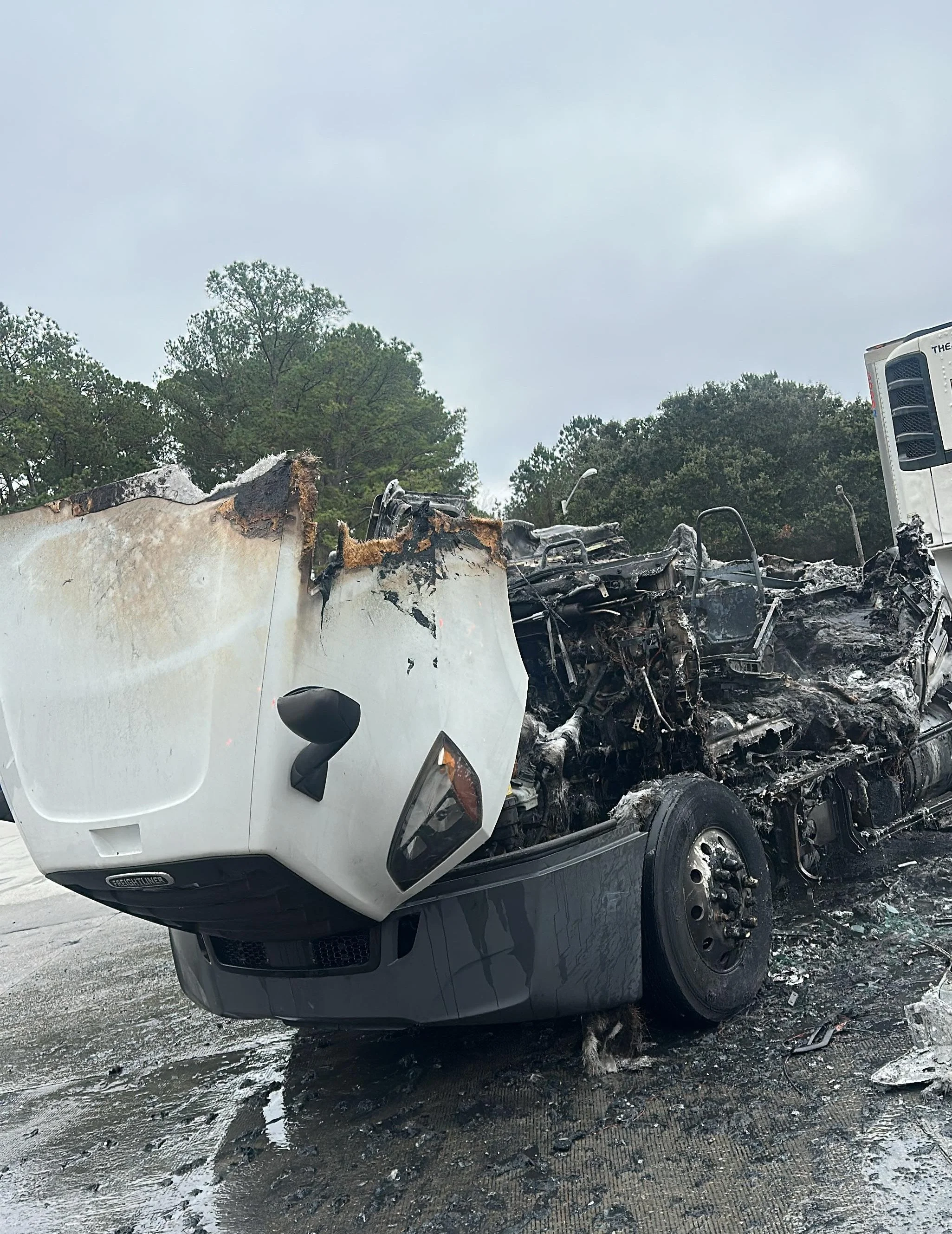 Aftermath of tractor trailer fire prior to ER cleanup