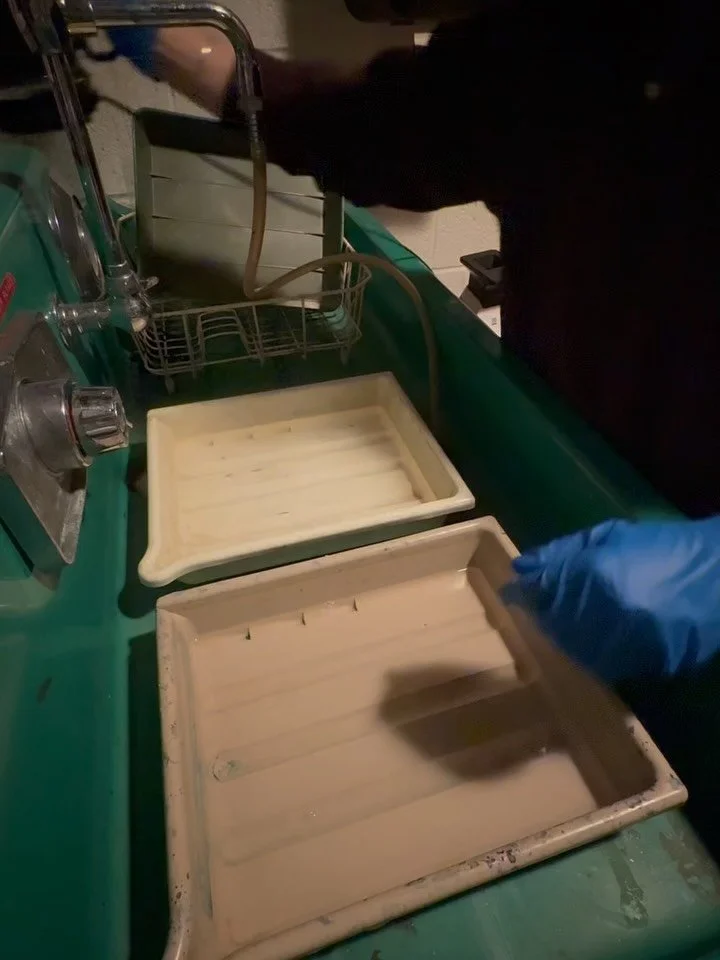 I completed my first successful Polaroid emulsion transfer today.

This process involves separating the gelatin layer of the Polaroid and placing it into a hot water bath to remove the backing. Once the backing is removed, the image is transferred in